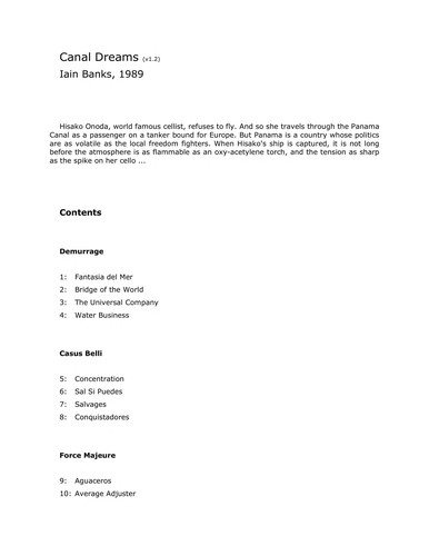 Iain M. Banks: Canal Dreams (1990, Abacus)